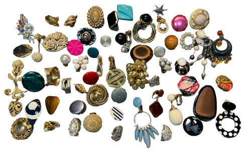 Vintage Modern Mixed Lot Single Clip on Earrings Wear Craft Repurpose 60+