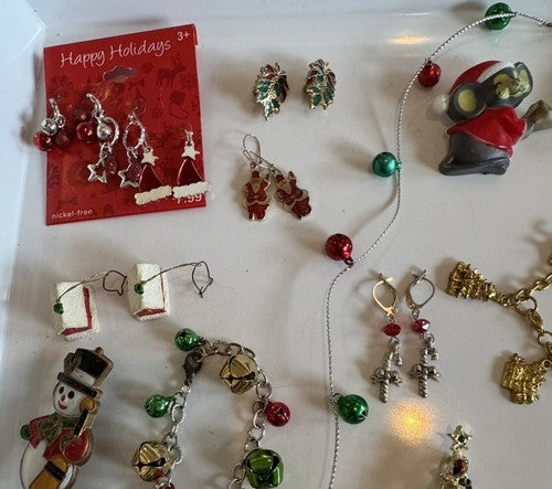 Lot Vintage To Now Christmas Pins Brooch Earrings Lot Signed Avon Hallmark 49pc