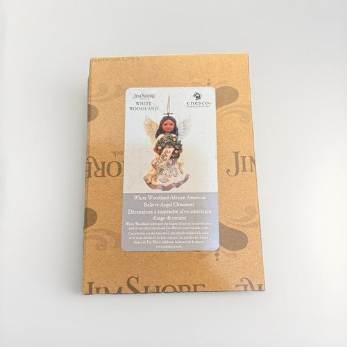 Jim Shore African American White Woodland Believe Angel Ornament-6010355