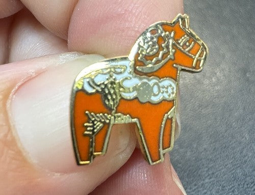 Vintage Swedish Dala Horse Enamel Lapel Pin