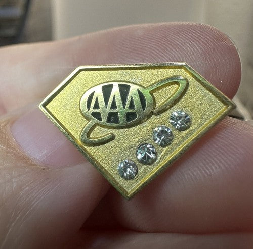 AAA 4 Four Faux Diamond Automobile Association Service Award Lapel Pin