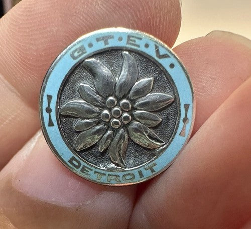 Stunning GTEV Edelweiss Detroit Sterling Silver Membership Pin German G.T.E.V.