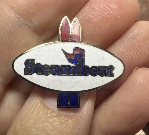 STEAMBOAT Springs Skiing Ski Pin COLORADO Resort Travel Souvenir SILVER TONE