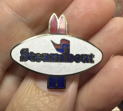 STEAMBOAT Springs Skiing Ski Pin COLORADO Resort Travel Souvenir SILVER TONE