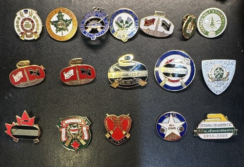 Job Lot 17 Bundle Vintage Curling Club Pin Badges Collection 1950s - 2010s