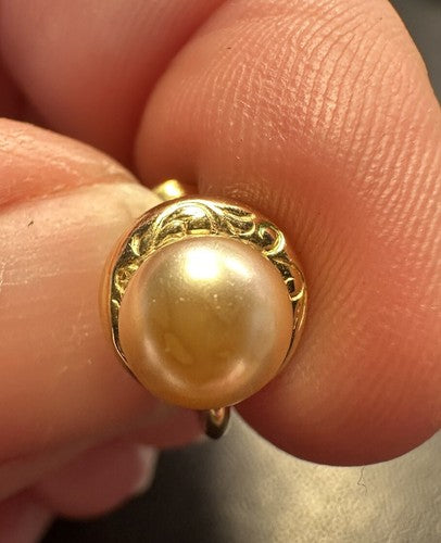 Amco 1/20 12kt Gold Filled ScrewBack Earrings Faux Pearl Art Nouveau Vintage