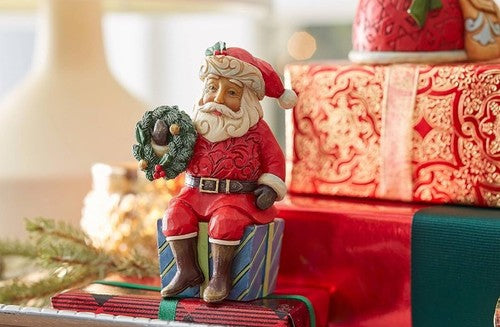 JIM SHORE "SANTA SITTING ON GIFTS" # 6011487 * 4" HIGH * NEW *