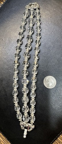 Vtg Marvella 3-Strand Faceted Crystal Beaded Bracelet Elegant Clasp Rhinestone