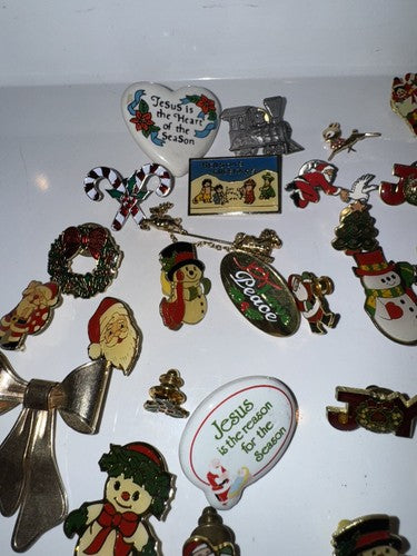 Christmas Lapel Flat Brooch Pin Lot Vintage to Modern 65 pcs
