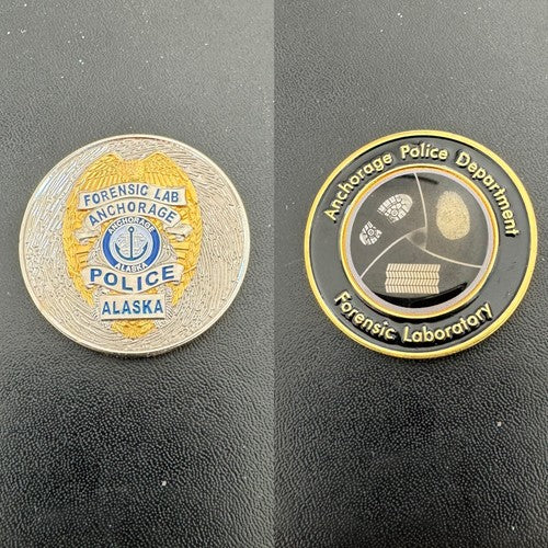 ALASKA AK ANCHORAGE POLICE FORENSIC LAB CHALLENGE COIN - RARE Finger Print Theme