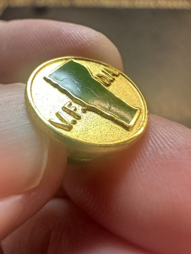 Vermont Fuel Dealers Association Lapel Pin V.F.D.A. Gold Tone Green Enamel