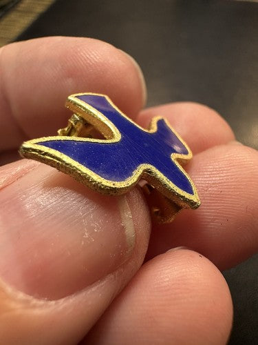 Vintage Blue Enamel Dove Lapel Pin Brooch Holy Spirit Christian Confirmation