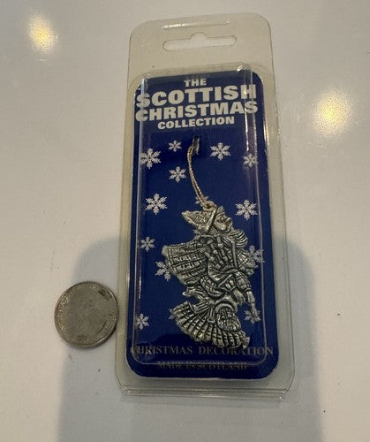 VTG Pewter Santa Bagpiper Ornament Bagpipes Scottish Scotland Tartan Gift