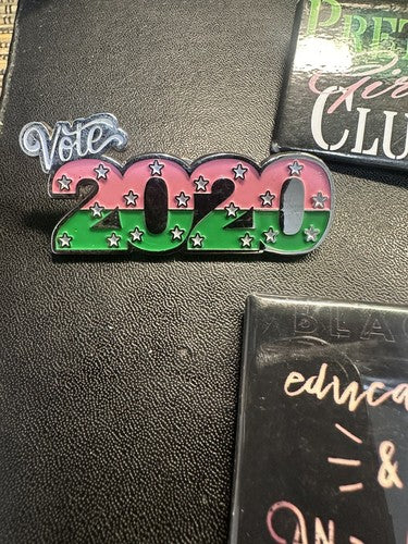 Lot of 4 AKA / Alpha Kappa Alpha Sorority Pins VOTE 2020 Pretty Girl Club