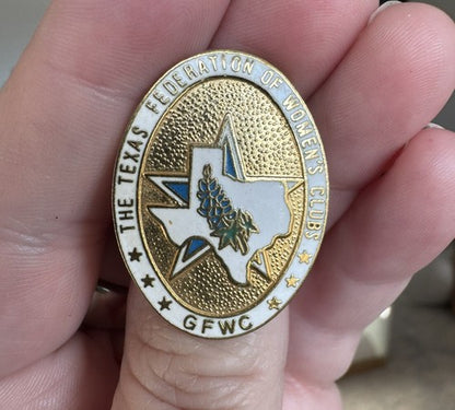 GFWC General Federation Women's Club President Lapel Pin Oval Texas Bluebonnets