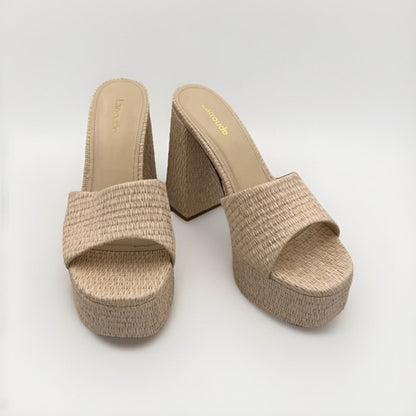 Larroude Dolly Slip On Platform Mules Raffia - Size 8 - $315 - Gorgeous!