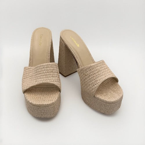 Larroude Dolly Slip On Platform Mules Raffia - Size 8 - $315 - Gorgeous!
