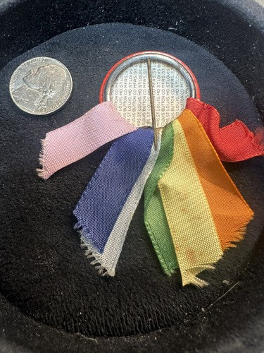 VTG BFCL International Order of the Rainbow for Girls Lapel Pin w Ribbons RARE