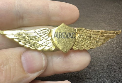 Vintage Flight AIREVAC Crew Member Brass Wings Pin Helicopter Pilot Wings