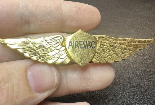 Vintage Flight AIREVAC Crew Member Brass Wings Pin Helicopter Pilot Wings