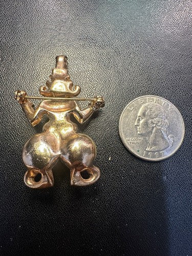 Vintage Thai Siamese Temple Dancer Brooch Pin Pearl Rhinestone Gold Tone