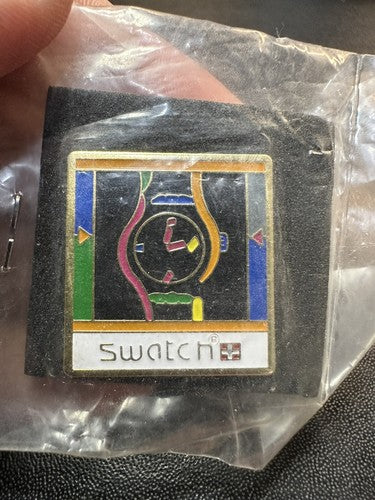Vintage Swatch Swiss Watch Button Pin Pinback Badge Advertising