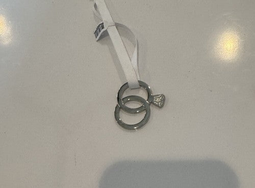 Crate & Barrel Silver Diamond Wedding Rings First Married Christmas Ornament