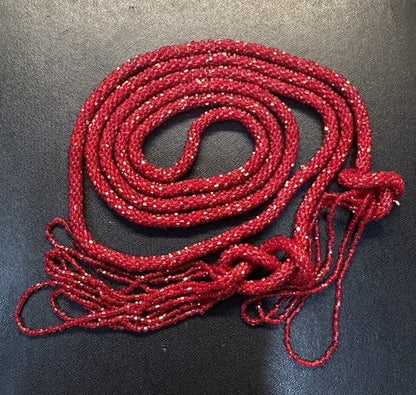 Antique Art Deco Sautoir Red Seed Bead Flapper Lariat Rope Necklace Tassel 57”