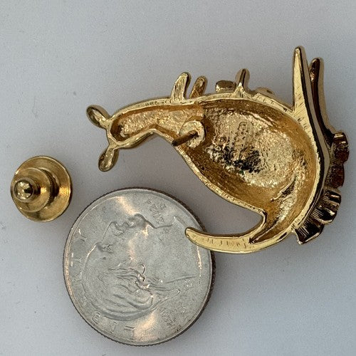 Vintage Avon Gold Tone Rhinestone Mamma and Baby Kangaroo Brooch Pin 2"