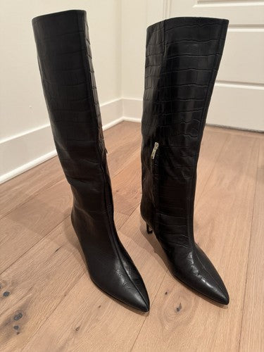 TOTEME The Wide Shaft $1130 Black Croco 50mm Boots Authentic