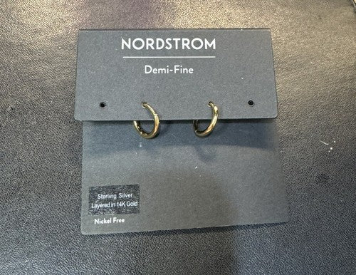 Nordstrom Everyday 14k Gold Over Sterling Silver Huggie Hoop Earrings NWT 1/2”