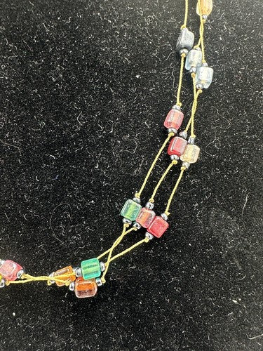 ZAD 3 Row Multi color Glass Bead Necklace 16”-18”