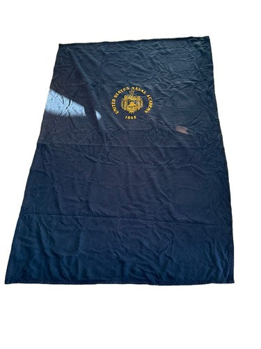 Vintage US Naval Academy Cotton Poly Fleece Blanket 53 x 83 Navy USNA