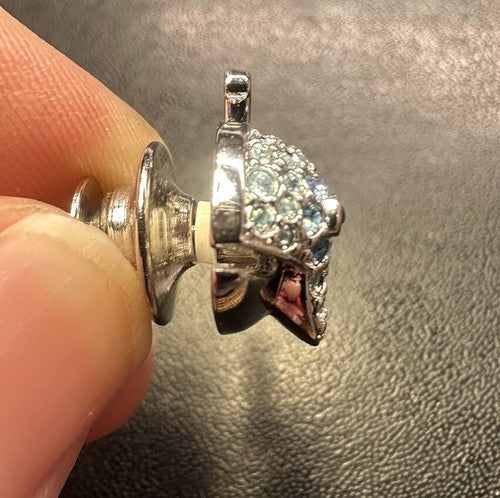 Swarovski (Signed) Silver Encrusted With Blue Crystals Whale Lapel Pin/Tie Tac
