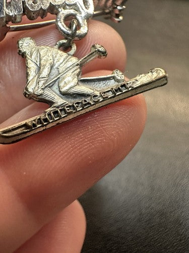 Vintage Whiteface  Mountain Skiing Ski Dangle Lapel Pin NEW YORK NY