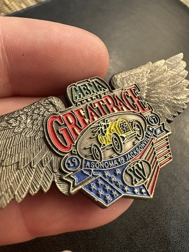 1997 THE GREAT AMERICAN RACE XV SONOMA TO JACKSONVILLE HAT PIN MBNA AMERICA