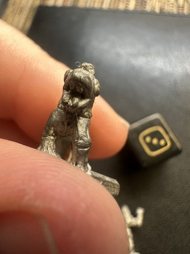 Lot of 4 metal miniatures and 1 Hand Painted Die One Figure Marked 1978