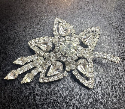 Vintage Rhinestone Statement Brooch Signed GORGEOUS Unsigned Kramer Floral Spray