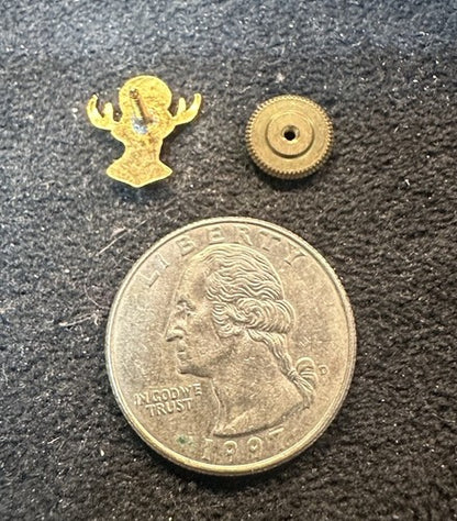 Antique Elks Lodge Gold Tone Screw Back Button Pin BPOE