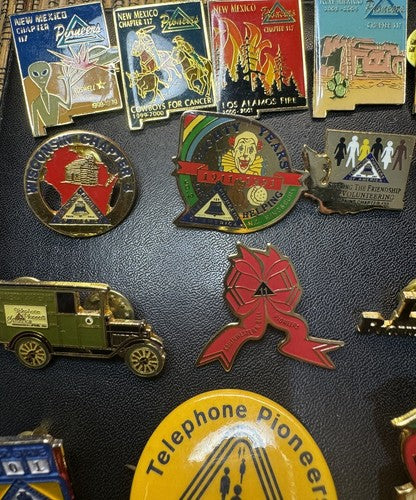 Lot of Telephone Pioneers Of America Lapel Hat Jacket Pins State Chapters