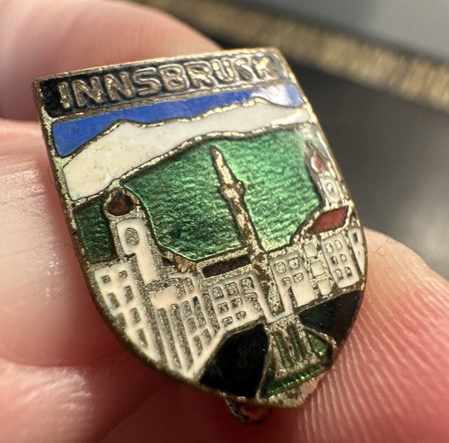 Vintage Innsbruck Austria Souvenir Pin Silver Tone enamel