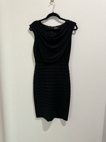 ADRIANNA PAPELL Bodycon Ribbed Cocktail Dress - Black - SIZE 2