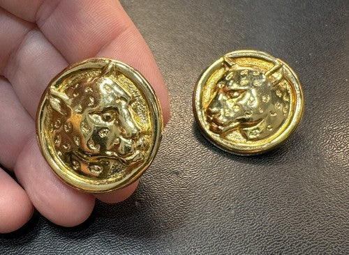 Vintage AVON 1989 Safari Leopard Goldtone Round 1” Pierced Earrings