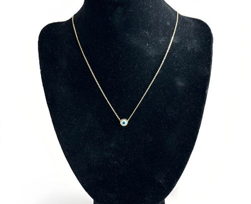 Baublebar Evil Eye Pendant Necklace Gold Tone Bauble Bar 17” Extender NWOT $38