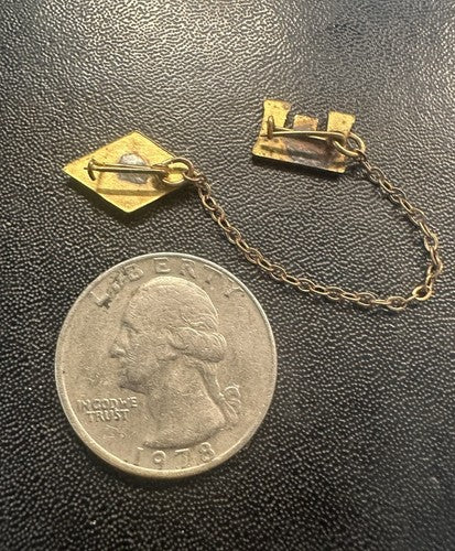 WWII ARMY CORPS OF ENGINEERS 2 PIECE Gold Tone Enamel USA SWEETHEART PIN