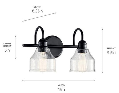 Kichler Avery 45972NI Brushed Nickel 2-Light Bathroom Vanity Light Seeded Glass