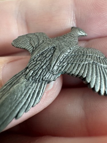 Vintage A.R. BROWN English Pewter Pheasant Bird Lapel Badge Pin