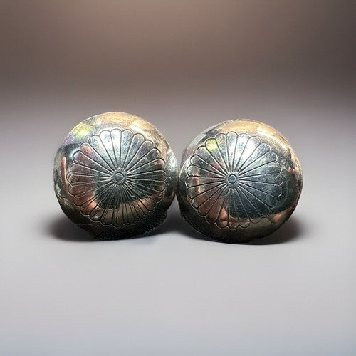 Vtg Navajo Signed Coin Silver Saucer Disk Concho Post Earrings Ina J.