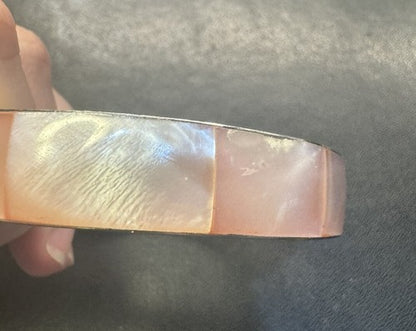 GORGEOUS PINK SOUTHWESTERN NATIVE AMERICAN MOTHER OF PEARL INLAY .5” BRACELET