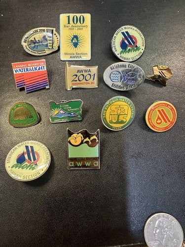 Vintage AWWA Conference Lapel Pin Lot Utilities American Water Works Association